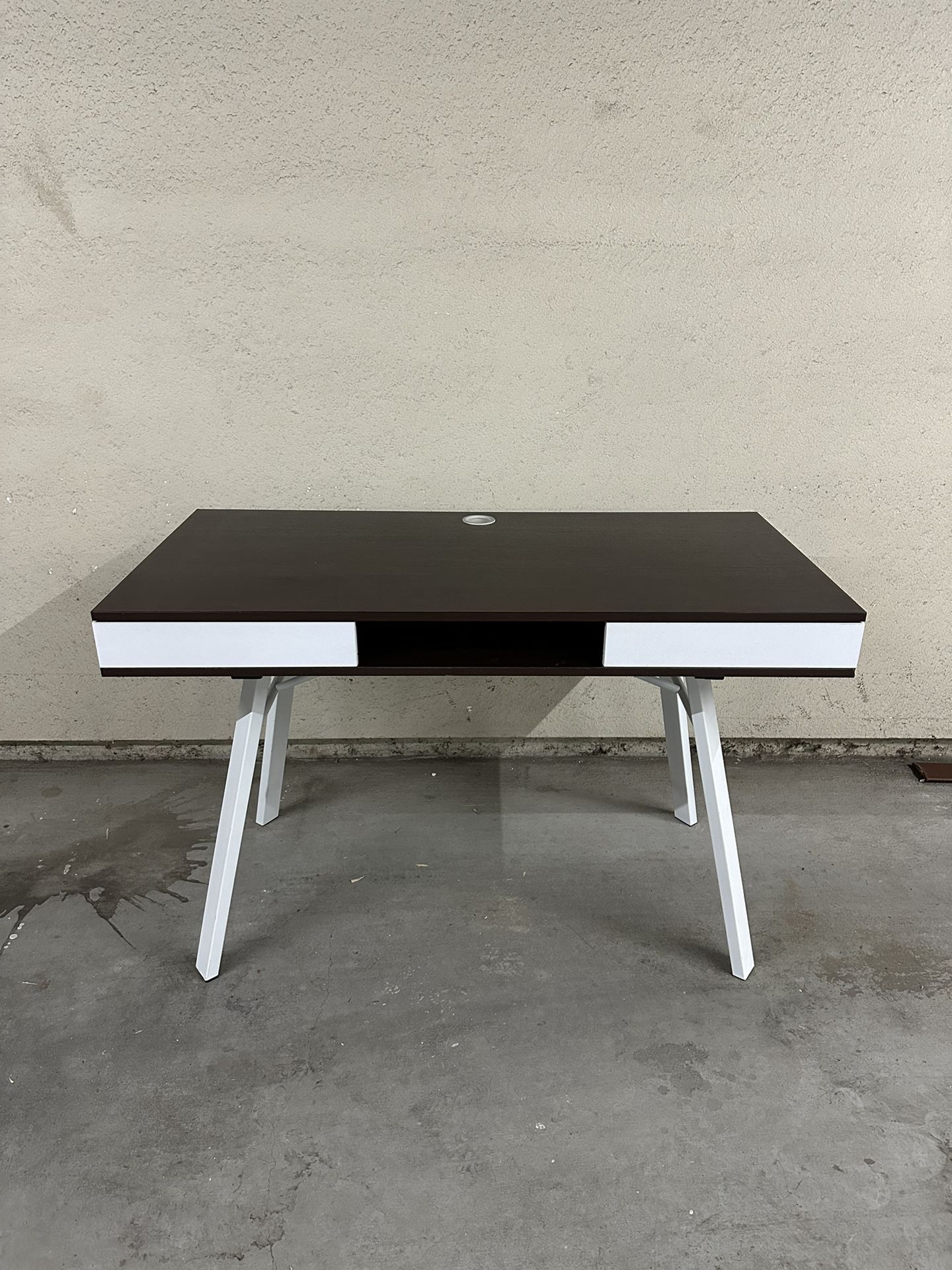 All Modern Brown + White Desk With Drawers