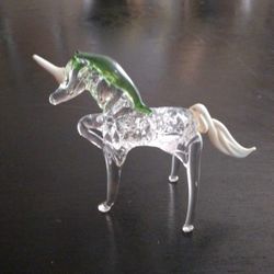 Vintage Small Handblown Glass Art Unicorn Figurine 