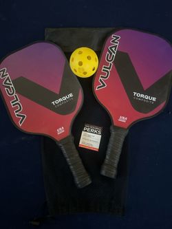 Pickleball racquets - 2 Vulcan Torque Composit rackets & 1 ball