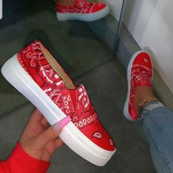 Women Flats Shoes Bandana Paisley Print

