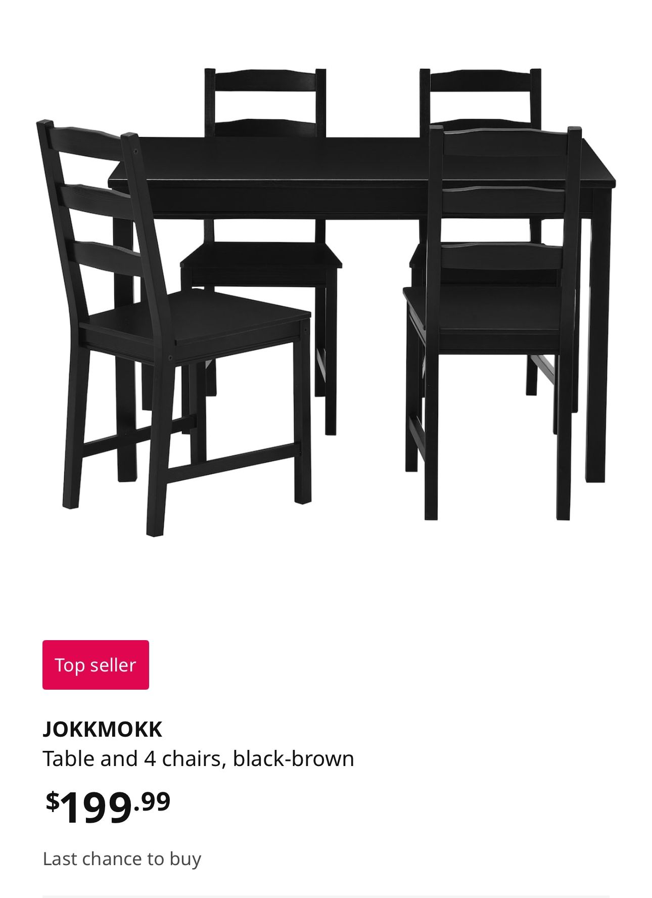 IKEA Table and Chairs, Black brown