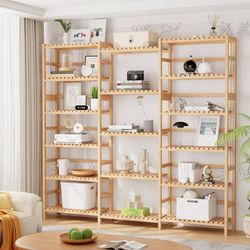 Triple Wide 6-Tier Bookshelf and Bookcase,Large Freestanding Book Shelf with 17
