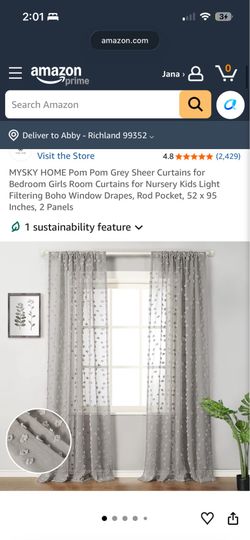 LIKE NEW: Pom Pom grey curtains!