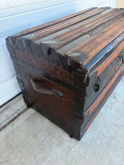 Antique Flat-Top Steamer Trunk