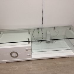 Modern White Glass TV Stand / Entertainment Center