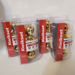 Lot Of 4 Kwikset Keyed Entry Door Lock Polished Brass 