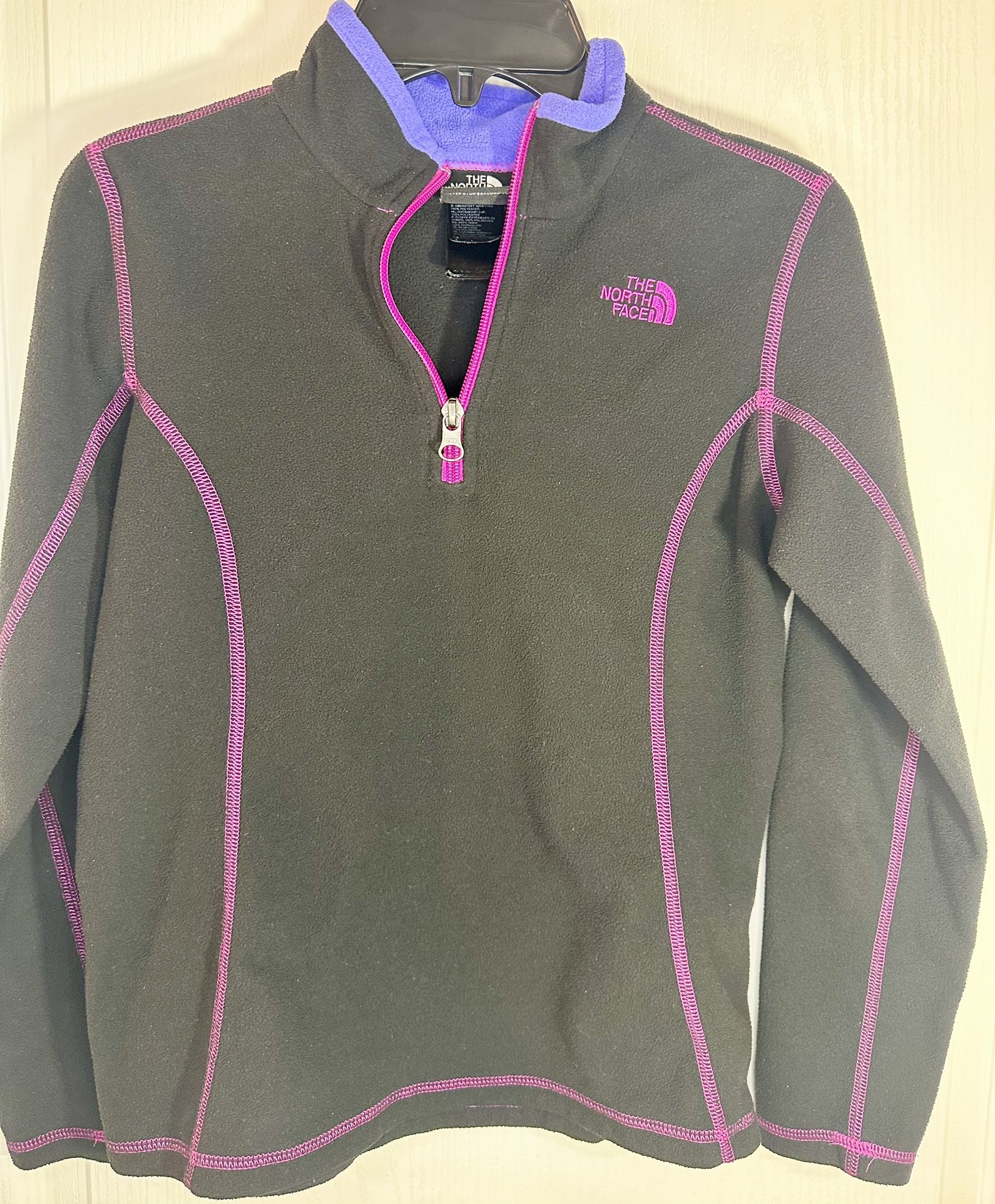 The North Face Girls Fleece Jacket Black Size 10/12 Quarter-Zip Casual
