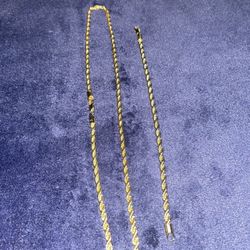 14k gold rope chain & rope bracelet set 