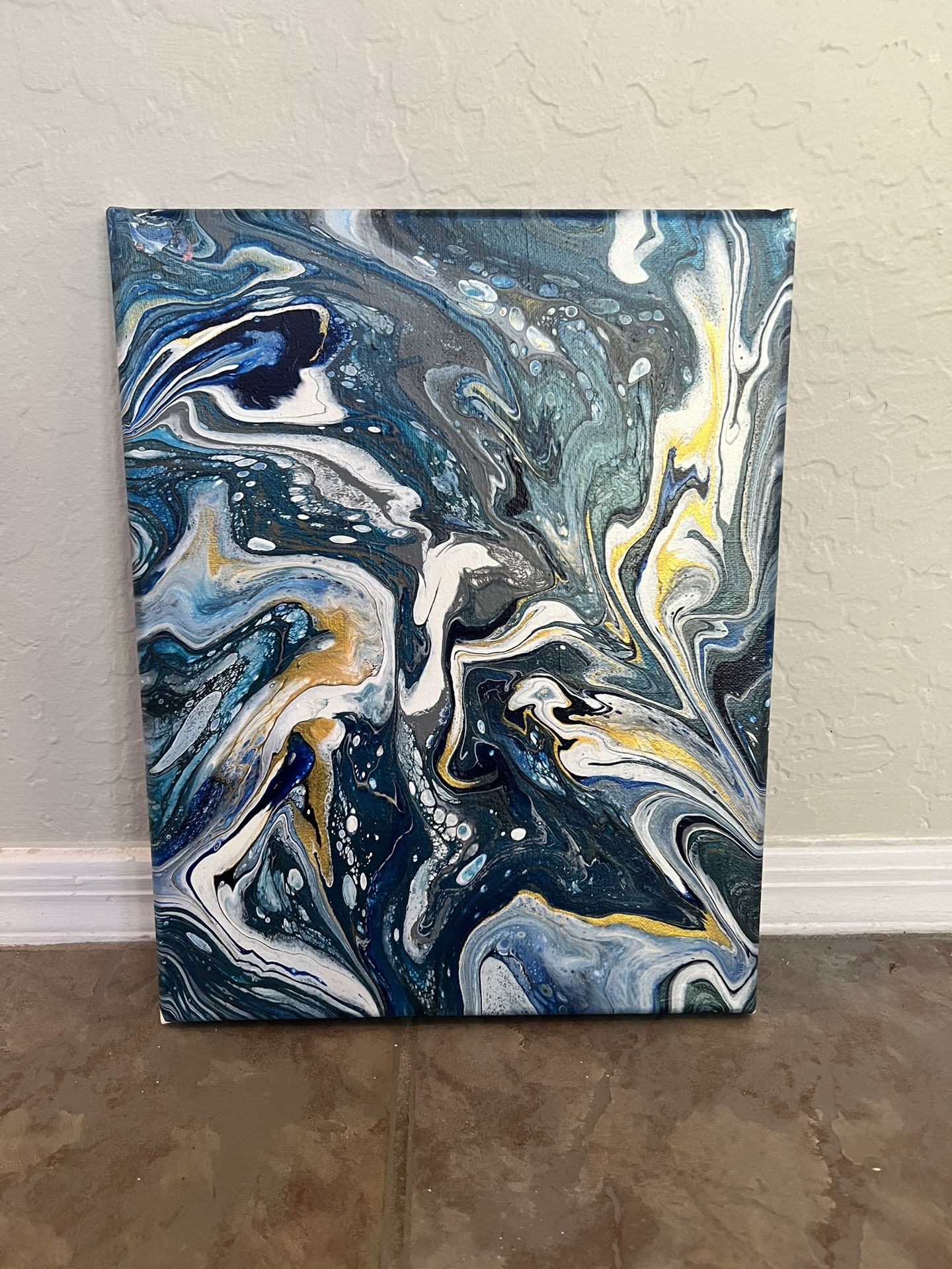 11x14 Small BRAND NEW Hand Painted Original Abstract Artwork Multi Colored Blue