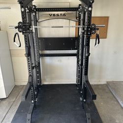 PRO SERIES Ultimate 3-1 Half Rack Functional Trainer w/Smith Machine Bar | 400lb Stack | Gym Equipment | Fitness | Commercial | Squat Rack 