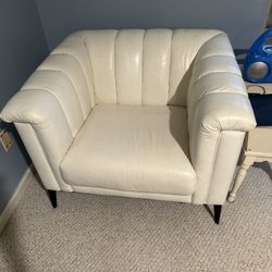 Italian Pearl White Stylish Sofa & Chair 