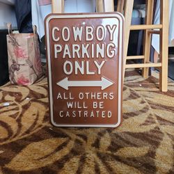 Metal Cowboy Sign