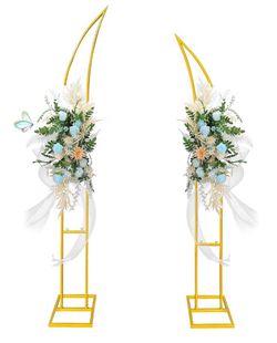 🔥 MUST GO! Gold Curved Half-Moon Wedding Arch Backdrop Stand – $59