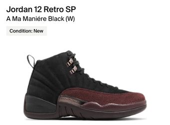 Jordan 12 Retro SP A Ma Maniére Black (W) Sz 10.5W/9.5M
