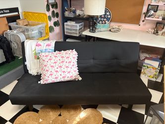 Black Fabric Futon Sofa Bed