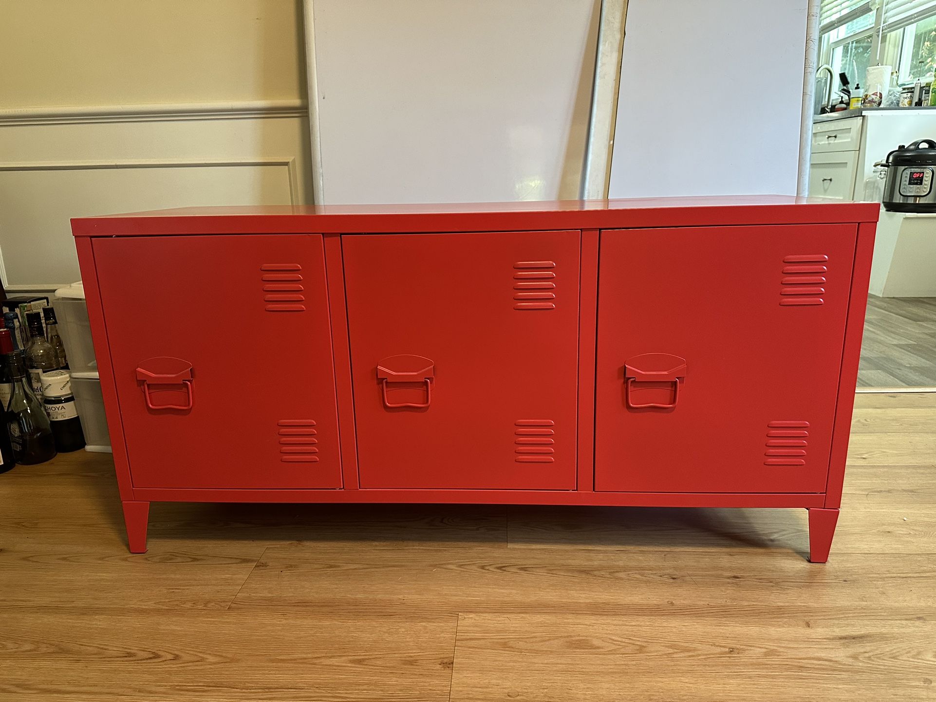 Red Metal Locker Style TV Stand or Storage Unit
