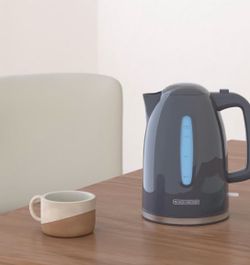 BLACK+DECKER 1.7L Cordless Electric Kettle, KE1555GY, Water Window, Rapid Boil, Auto Shutoff, Grey