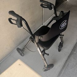 Walkers for Seniors with Seat, VOCIC Lightweight Iron-Aluminum Combination Rollator with Seat for Seniors,Folding Walker with 8" Wheels-Inky Black