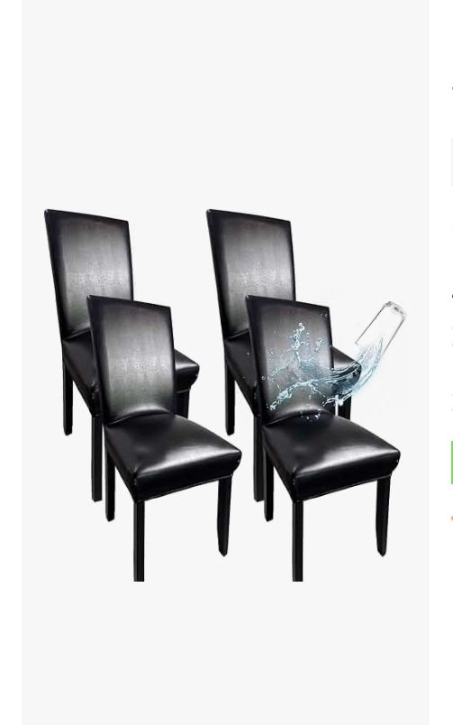 Black leather, like dining room chair covers