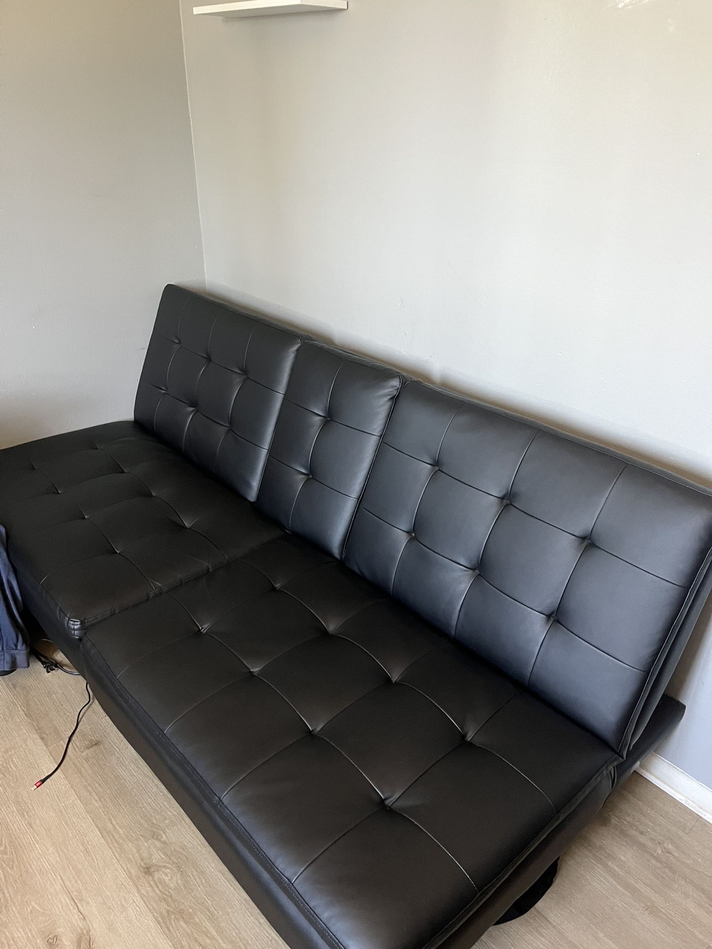 Black Futon Leather Couch