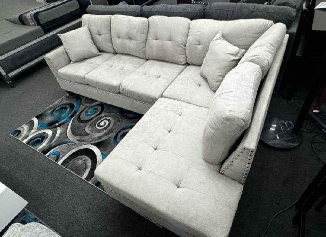 Mushroom Color Velvet Like Sectional Sofa Couch (4 Color Options) 