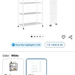 Lifetime Home 5-Tier Foldable Storage Shelf with Wheels - Metal Rack Collapsible Shelving Unit Display, Rolling Cart for Books Kitchen Storage Shelves