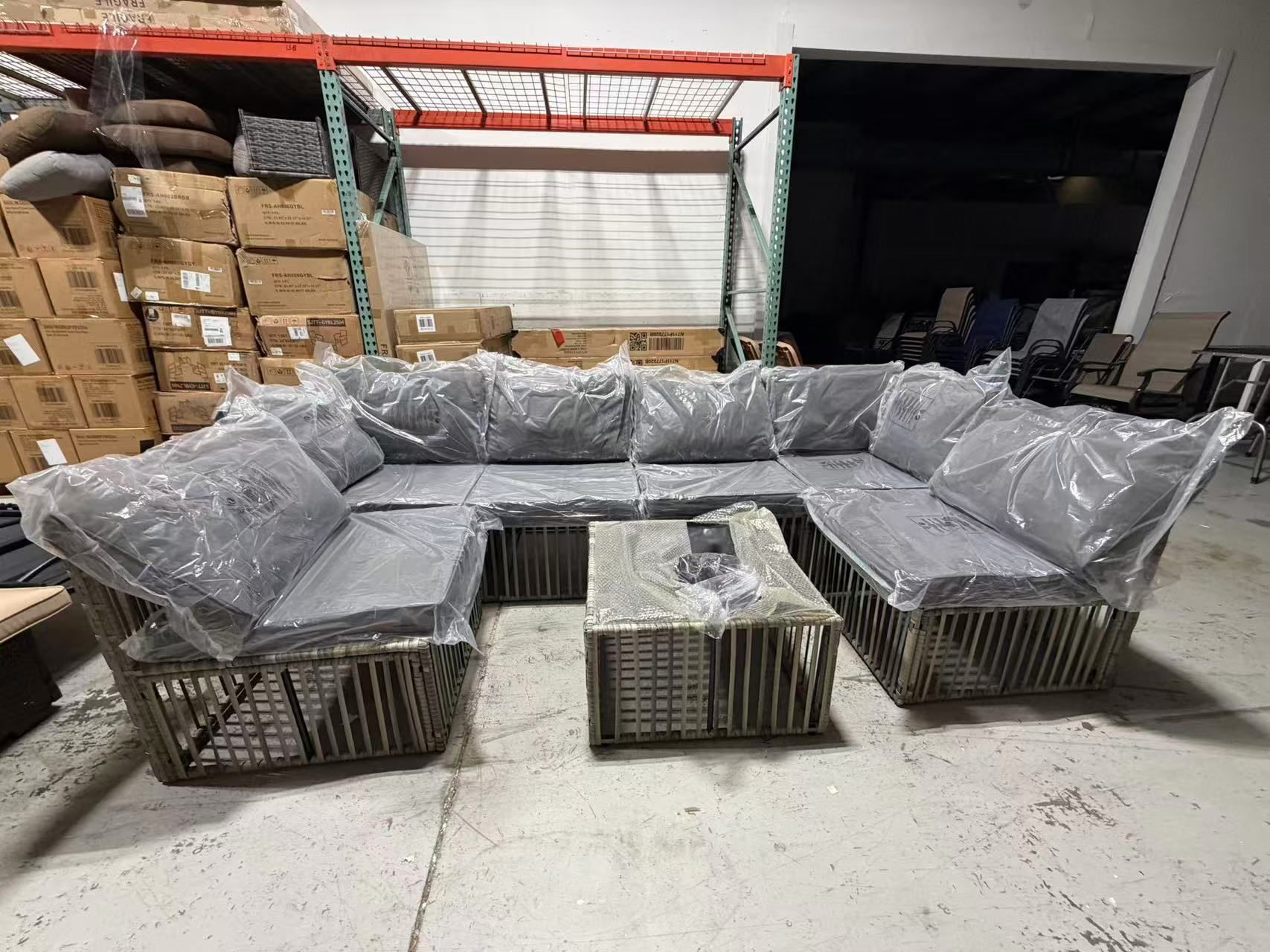 New 7 Pieces Outdoor Patio Furniture Set, Wicker Outdoor Sectional Conversation Couch Set