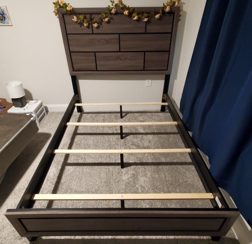 Gray wooden Bed frame (Full size)