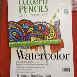 Colored Pencils And Watercolor Pad