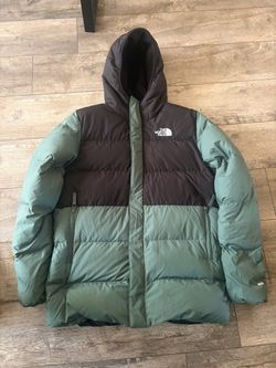 The North Face Kids Down Puffer Jacket Black/Green Full Zip Pockets Size XXL
