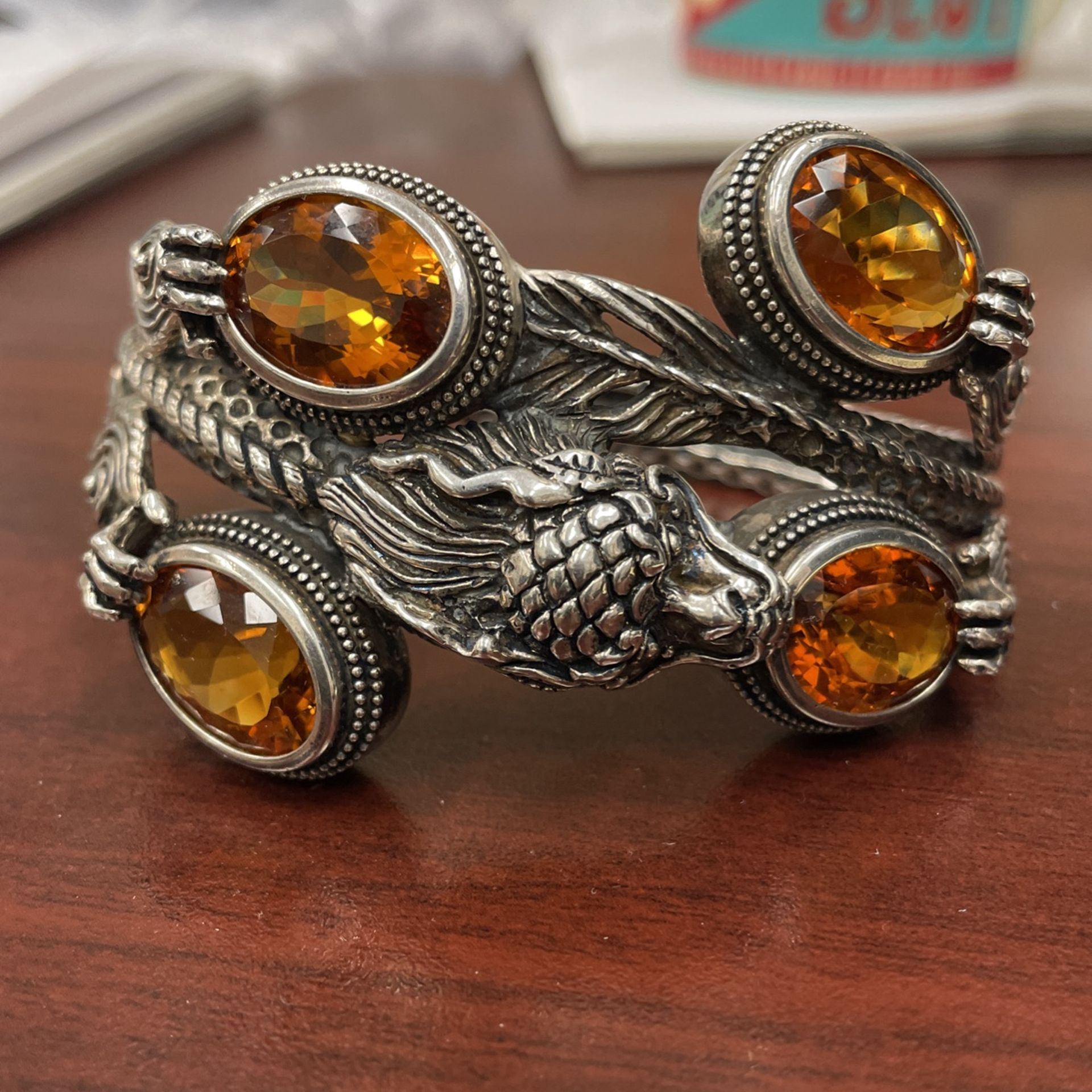 Year of Dragon sterling Silver/ with high quality Citrine stones 
