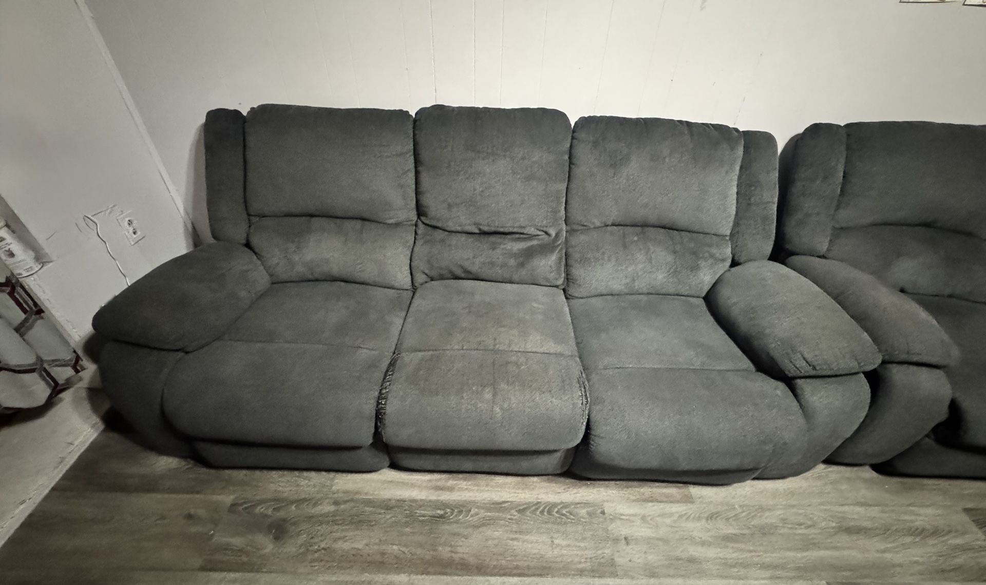 Gray Reclining Sofa