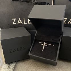 Cross Diamond Accent Pendant With Sterling Silver Chain