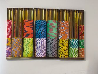 Casino Poker Chips Triptych Canvas Wall Art