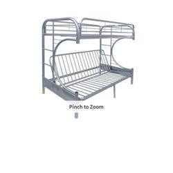 Silver Twin Over Full Futon Metal Bunk Bed