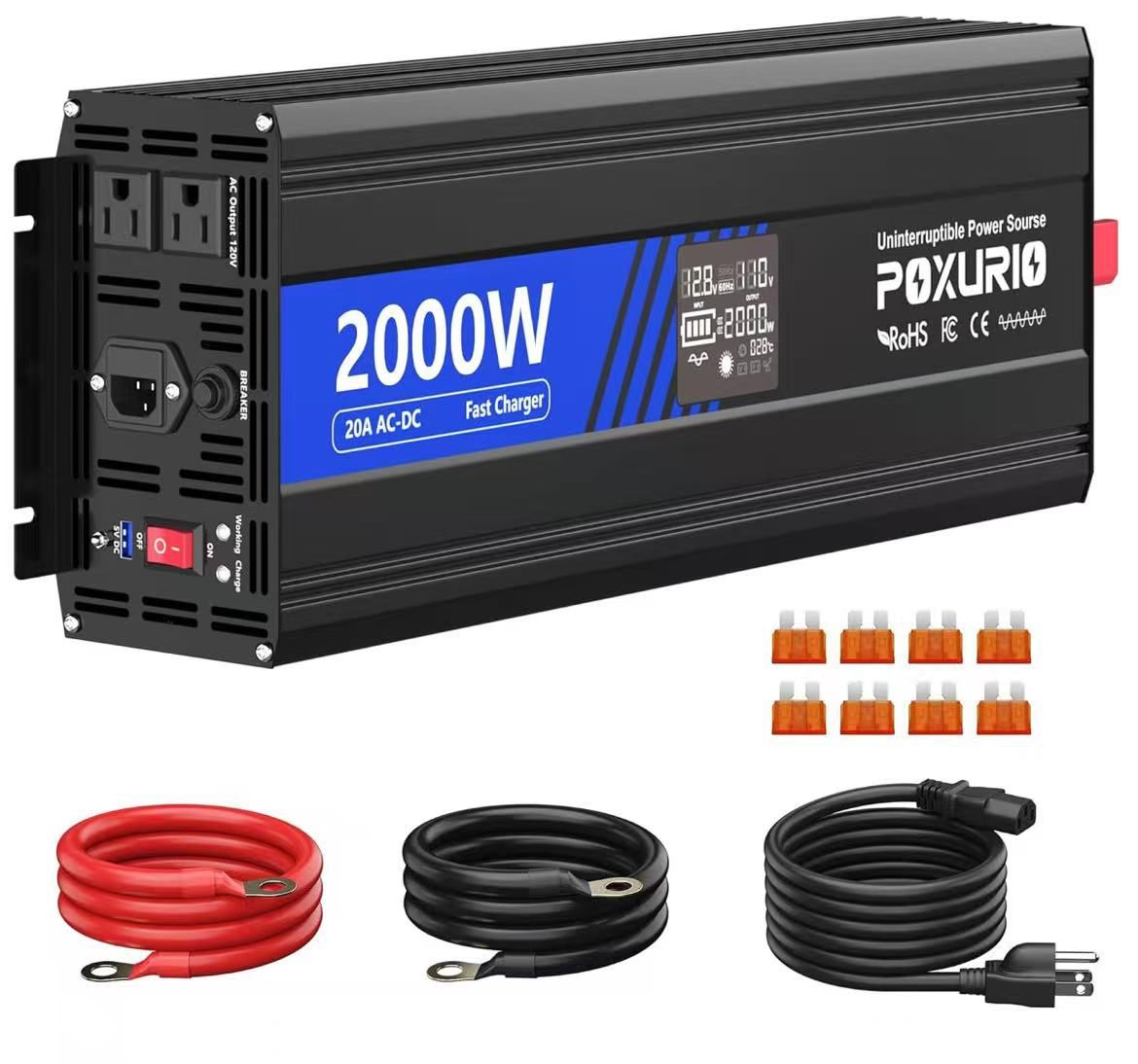 2000W Sump Pump Battery Backup System, Safe Back Up System with LCD Display, 20A Fast Charging for Continuous Sump Pump Operation, Emergency and Power