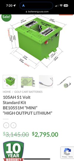 Bolt lithium Golf Cart batteries 