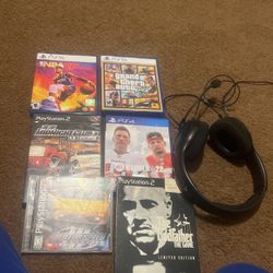 Ps2,ps5,ps4 games and a Wired Headset for Ps4