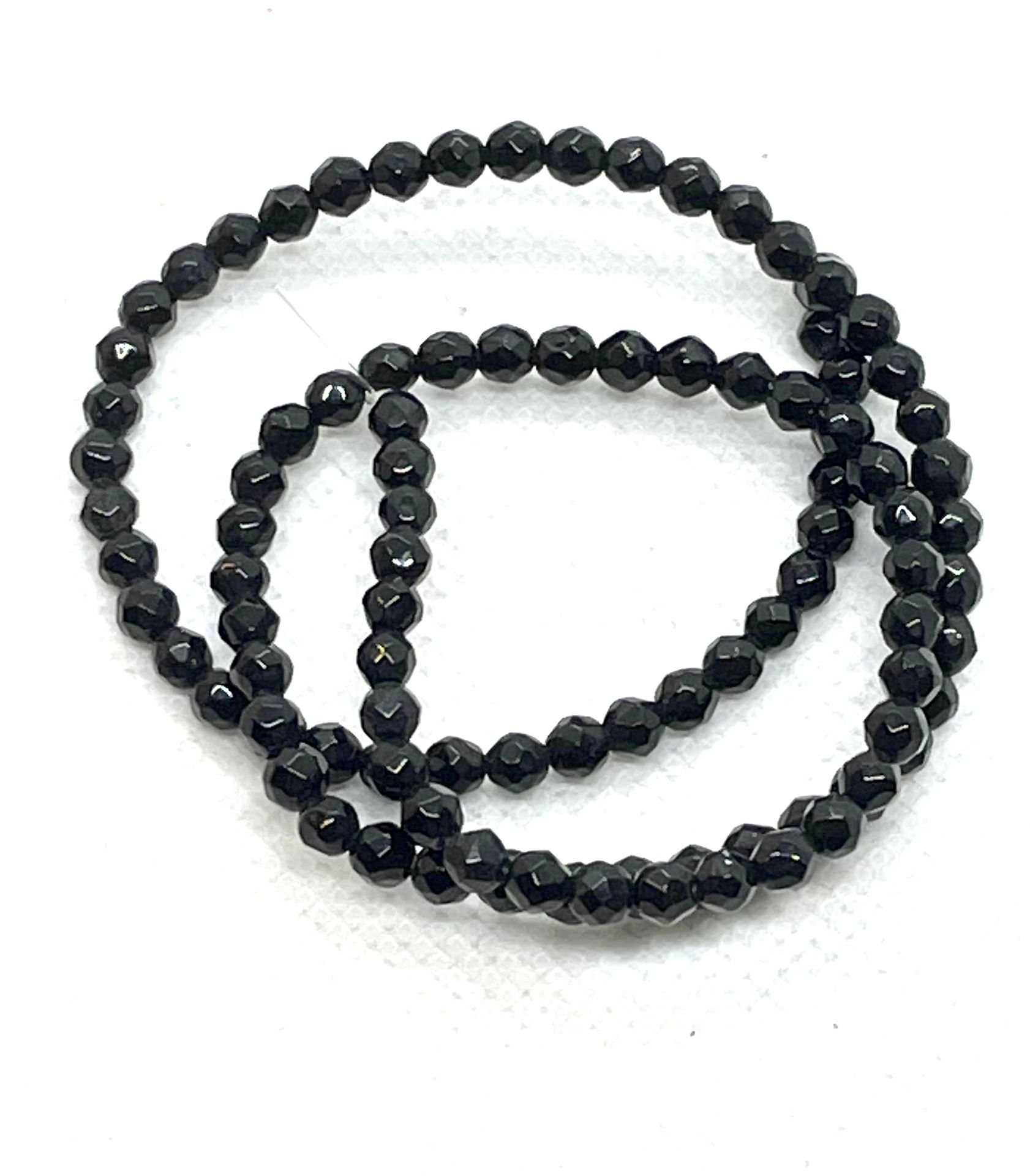 15” Strand Of Faceted 4mm Obsidian