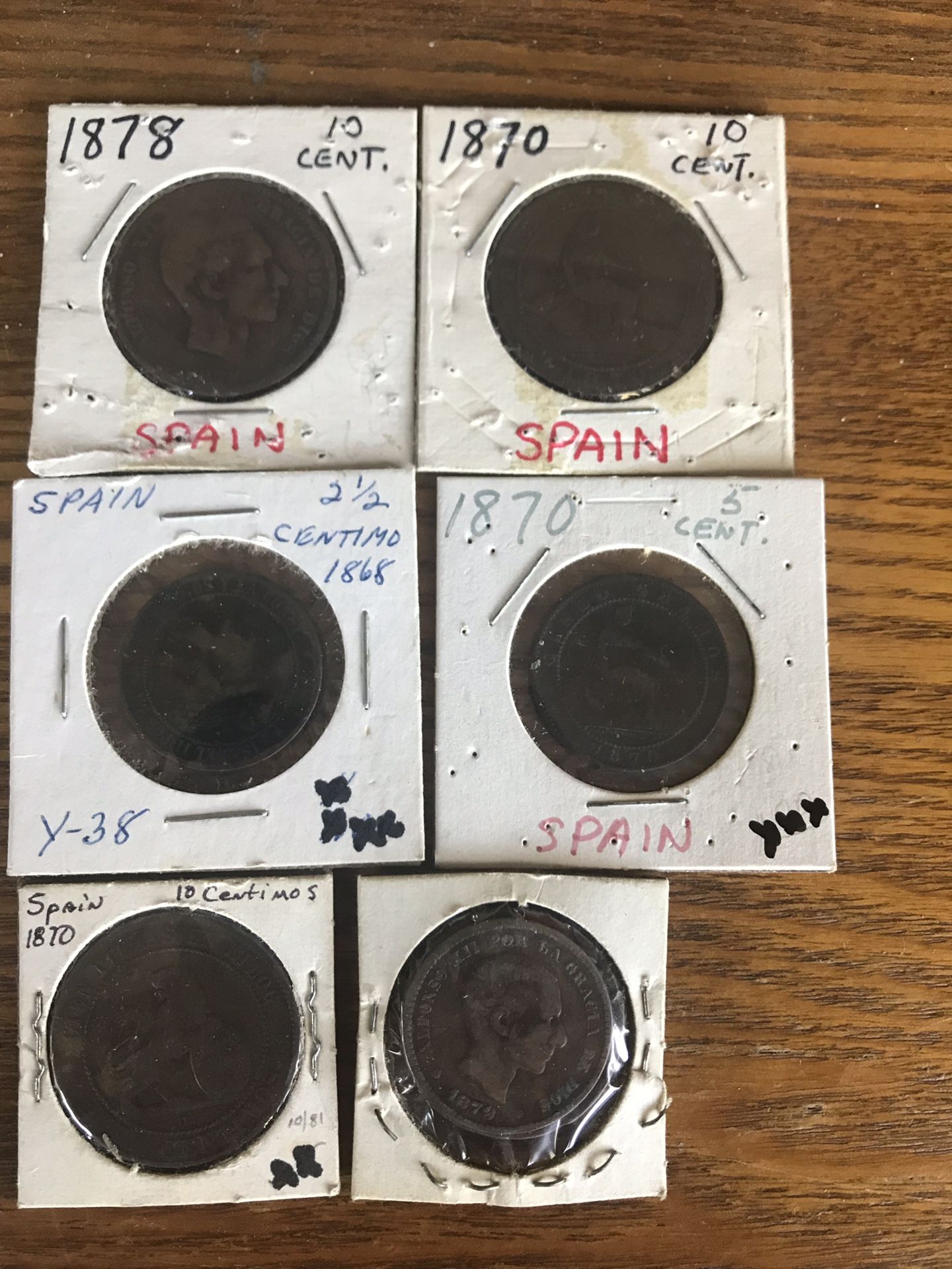 1870-1877 antique Spain coins