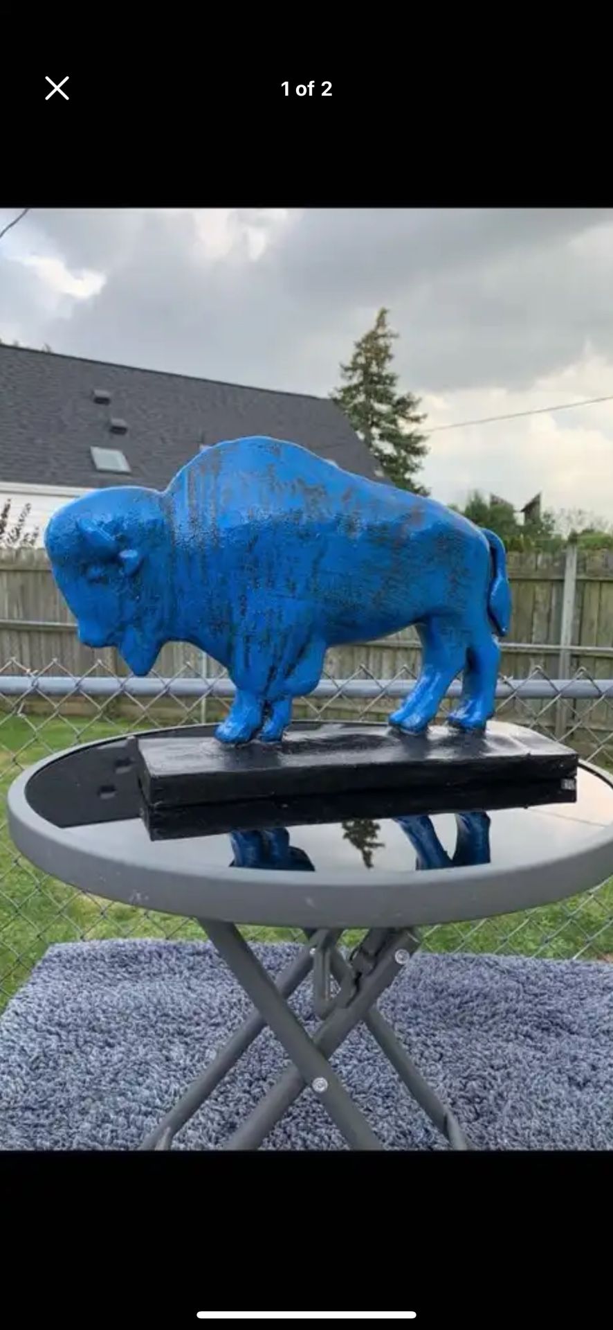 Old Blue Buffalo Statue