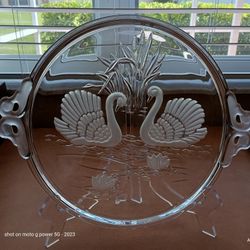 VTG Mikasa Swan Walther Crystal Cake Plate