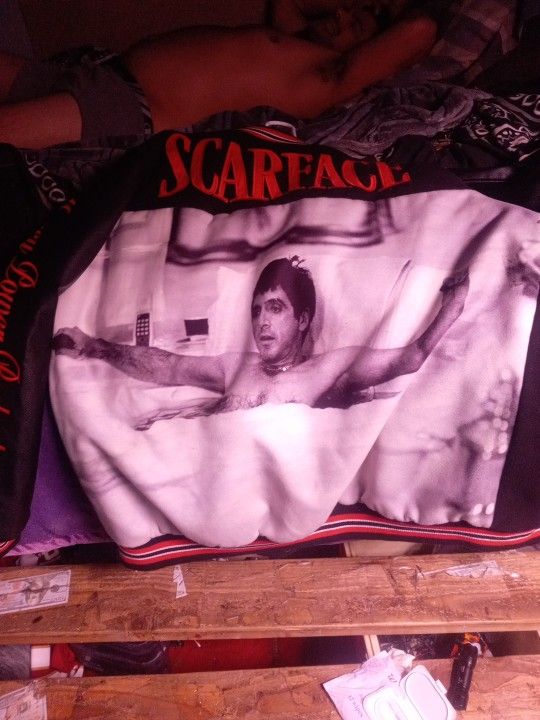 Scarface Leather Jacket Size X2 Almoat New