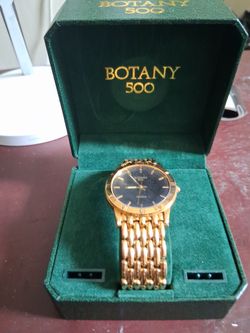 Botany 500 Gold-Tone Quartz Watch with Box