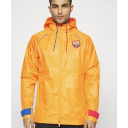 NEW NIKE FC BARCELONA ALL Rain WEATHER JACKET ORANGE  2022 [DH7831 836] MEN'S Size LARGE XL
