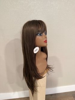 Long Brown 30 inch Wig with Bangs brand new!