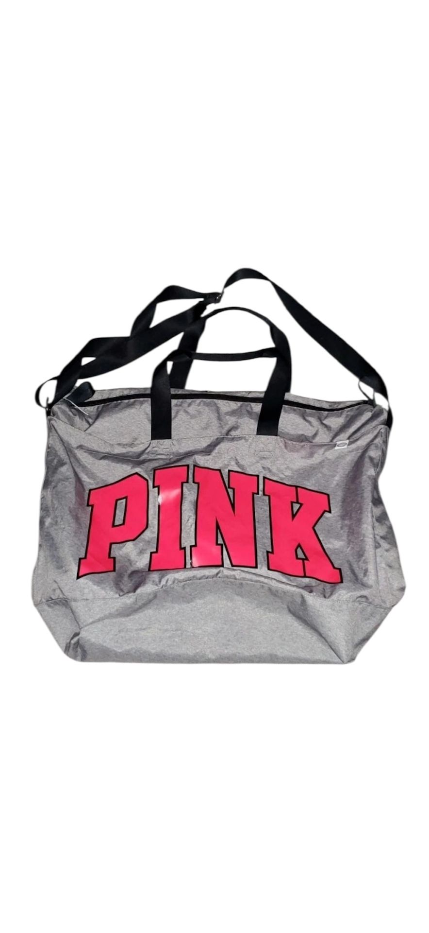 VICTORIAS SECRET PINK "PINK" DUFFLE LARGE TOTE BAG WEEKENDER PURSE GYM BEACH