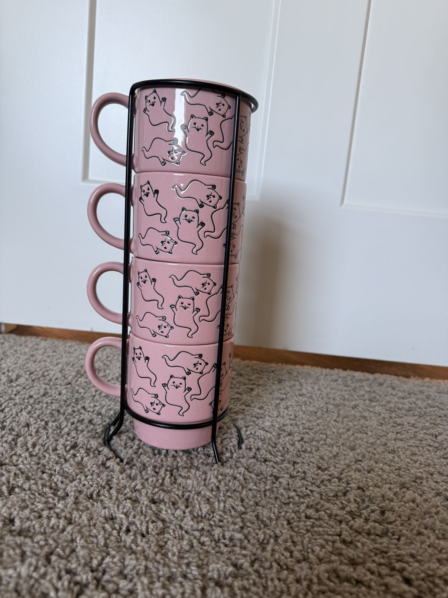 Pink mugs.