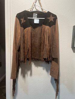 Western Fringe Cropped Jacket with Star Detail