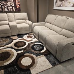 2pc Sofa-Set Power Recliner Headrest
